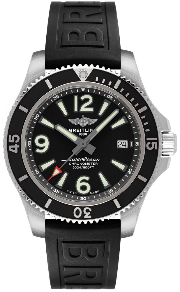 breitling superocean 42 reloj negro de los hombres a17366021b1s1
