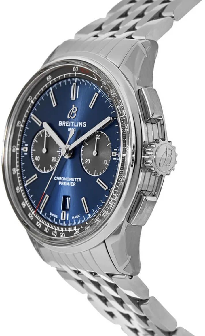 breitling premier b01 kronograf 42 blå urskive stål herreur ab0118a61c1a1 - Billede 2