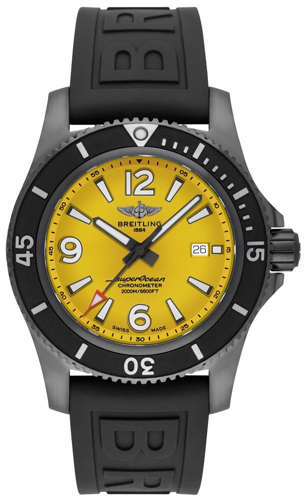 breitling superocean automatico esfera amarilla reloj de los hombres m17368d71i1s2