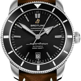 breitling superocean heritage ii 46 svart urtavla brunt läder män klocka ab202012/bf74-444x