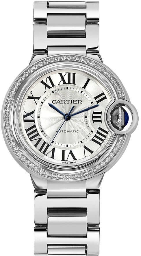 cartier ballon bleu diamant bezel kvinnor klocka w4bb0024