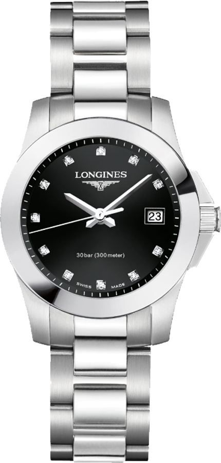 Longines Conquest Black Dial Steel Women's Watch L3.376.4.57.6