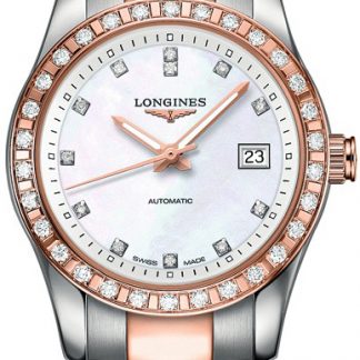 Longines Conquest Classic Automatic Steel & Rose Gold Diamond Women's Watch L2.285.5.88.7
