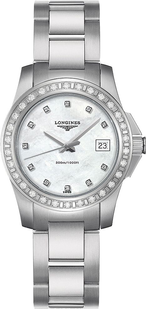 Longines Conquest White Pearl & Diamonds Women's Watch L3.258.0.88.6