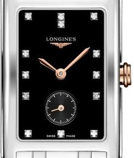 longines dolcevita black diamond dial two-tone zegarek damski l5.512.5.57.7