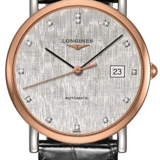 longines elegant 18k rose gold bezel women's watch l4.809.5.77.0