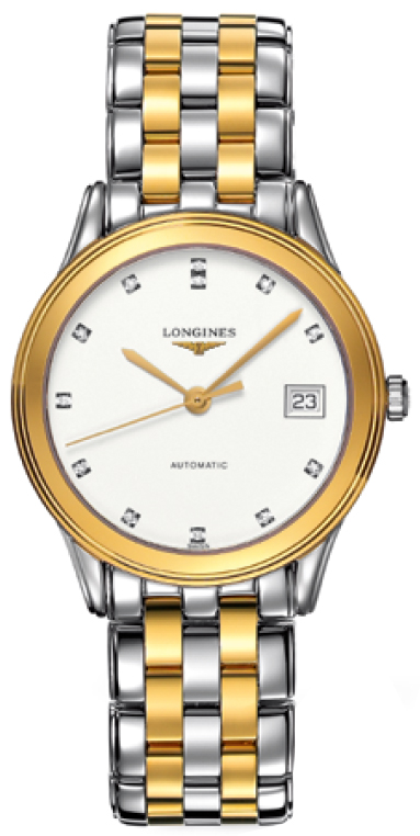 longines flagship esfera blanca de diamantes reloj de vestir de los hombres l4.774.3.27.7