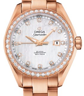 omega seamaster aqua terra solid 18k rose gold women's watch 231.55.34.20.55.002