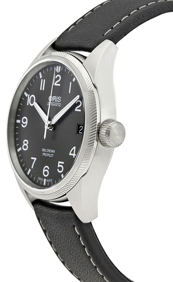 oris stor krona propilot datum grå urtavla klocka 75176974063ls - Bild 2