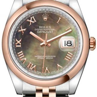 rolex datejust 36 cyfry rzymskie dwa ton unisex zegarek 116201