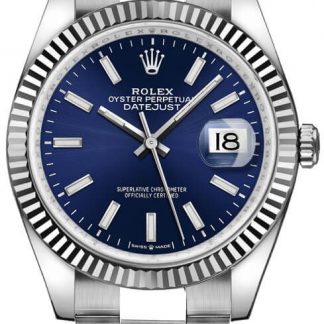 rolex datejust 36 białe złoto zegarek z ryflowanym bezelem 126234-0018