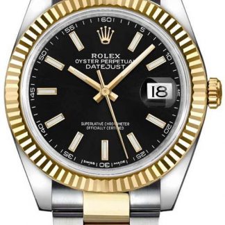 Rolex Datejust 41 Black Dial Fluted Bezel Watch 126333-0013