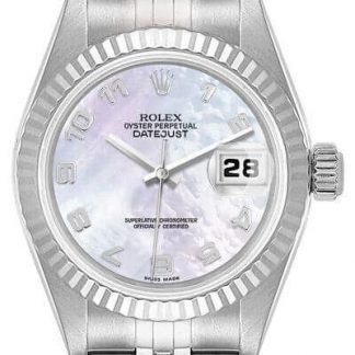 Rolex lady-datejust 26 vit pärlemor urtavla kvinnor klocka 79174