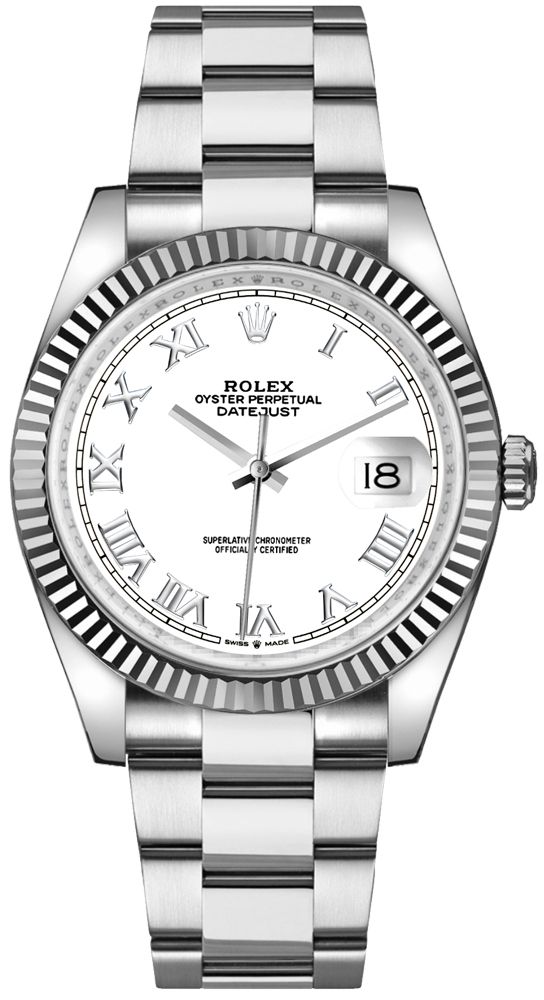 Rolex Datejust 36 18k White Gold Fluted Bezel Watch 126234