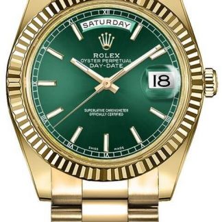 Rolex Day-Date 36 Green Dial Solid Gold Watch 118238