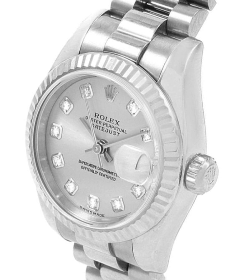 Rolex Lady-Datejust 26 Silver Diamond Dial Watch 179179 - Image 2
