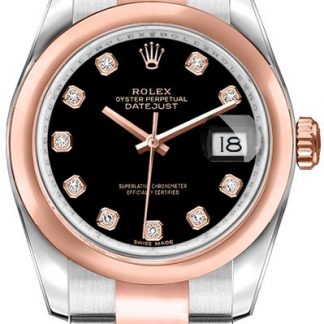 Rolex Lady-Datejust 26 Black Diamond Dial Women's Watch 179161
