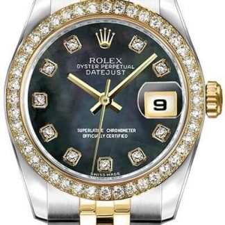 Rolex Lady-Datejust 26 Black Mother of Pearl Women's Watch 179383