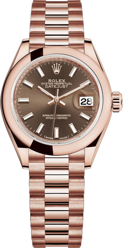 Rolex Lady-Datejust 28 Rose Gold President Bracelet Women's Watch 279165-0007