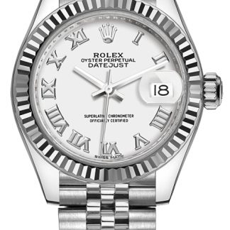 Rolex Lady-Datejust 28 White Roman Numeral Jubilee Bracelet Watch 279174-0019