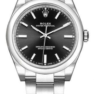 Rolex Oyster Perpetual 34 Steel Black Dial Watch 114200-0023