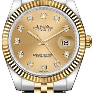 Rolex Datejust 36 Champagne Diamond Dial Watch 116233-0150