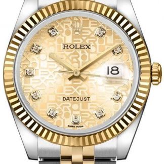 Rolex Datejust 36 Diamond Gold & Steel Watch 116233-0155