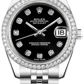 Rolex Datejust 31 Black Diamond Women's Watch 178384