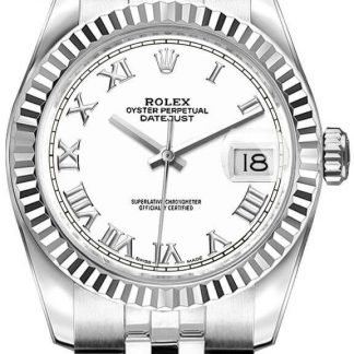 rolex lady-datejust 26 hvid romertal dial ur 179174