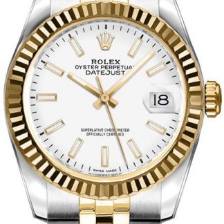 rolex dame-datejust 26 hvid urskive jubilæum armbånd ur 179173