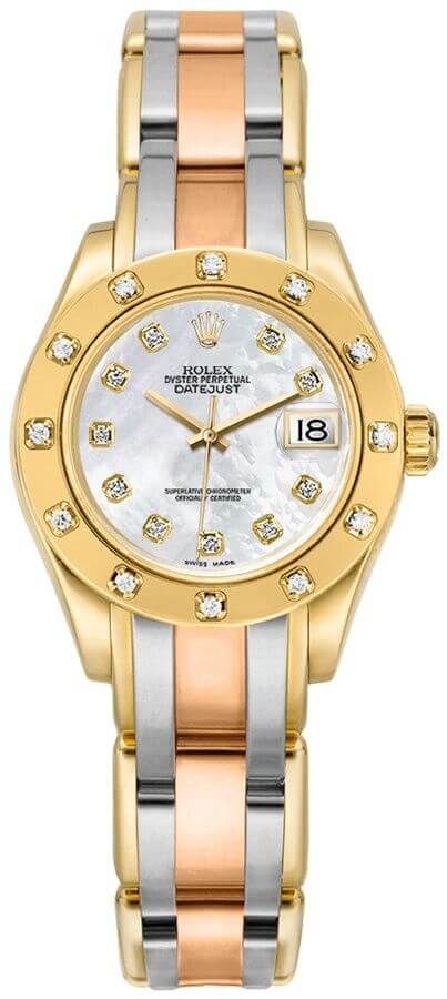 rolex pearlmaster tri-tone kvinnor klocka 80318-7294